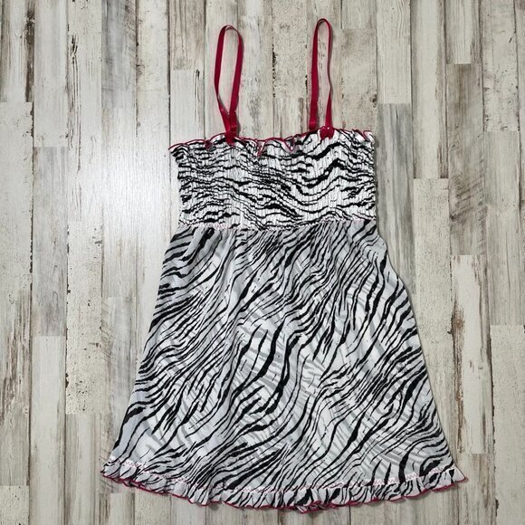 2000s Y2k‎ Deadstock Secret Treasures Zebra Animal Print Mini Slip Womens Small - Picture 1 of 3